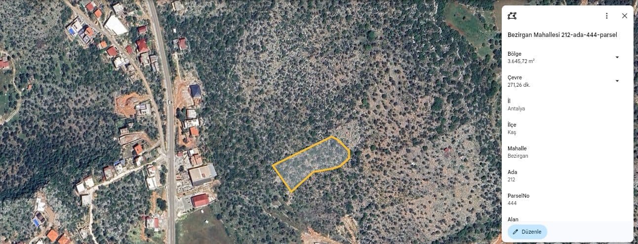 Antalya Kaş Kalkan Bezirgan ana yola ve villalara komşu 671 M² hisseli zeytinlik – Kaş, Antalya